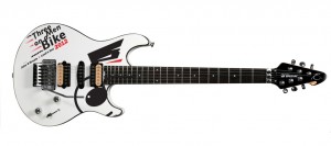 Peavey have created a custom electric guitar for the Three Men on a Bike charity bike ride event